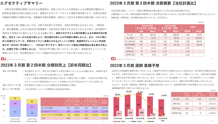 株式会社エーアイのIR・決算サンプル