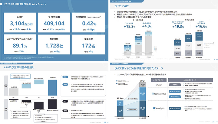 株式会社チームスピリットのIR・決算サンプル