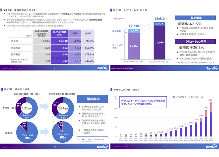 株式会社テラスカイのIR・決算サンプル