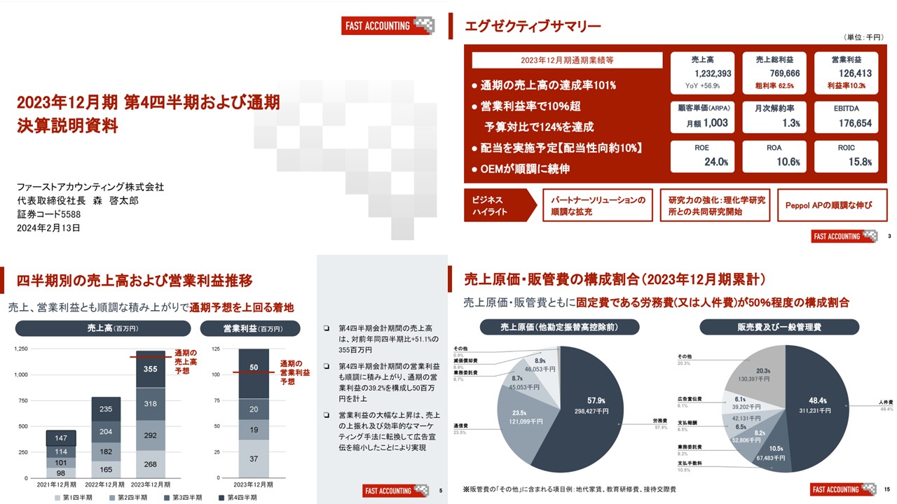 ファーストアカウンティング株式会社の決算資料ページ