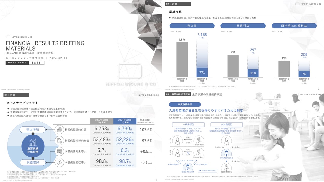 ニッポンインシュア株式会社の決算資料ページ
