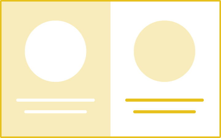 パワーポイントのレイアウトデザイン：リスト（共通した情報を横並び）