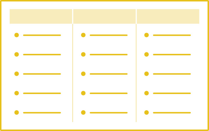 パワーポイントのレイアウトデザイン：リスト（リスト数が多い）