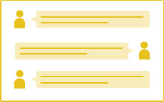 パワーポイントのレイアウトデザイン：リスト（会話形式のリスト）