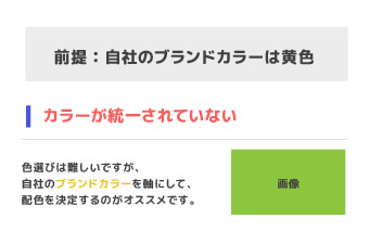 パワーポイントで作る資料で見やすさを損なわせるNGパターン：ブランドカラーに合わせていない