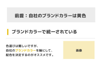 パワーポイントで作る資料で見やすくなるOKパターン：ブランドカラーに合わせている