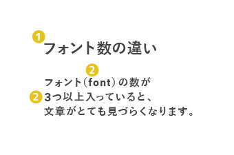 パワーポイントで作る資料で見やすくなるOKパターン：3種類以下でフォントを使っている