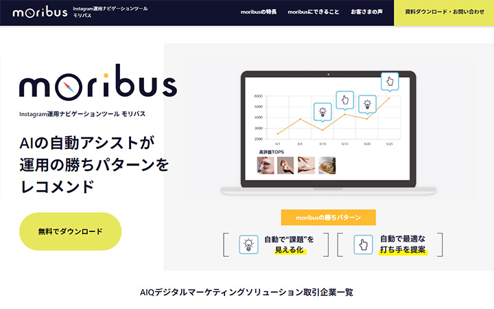 SaaSプロダクトのサイトデザイン参考：moribus