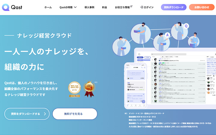 SaaSプロダクトのサイトデザイン参考：Qast