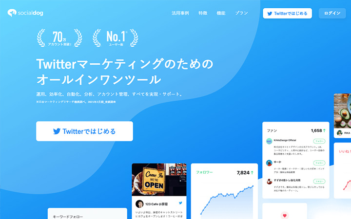 SaaSプロダクトのサイトデザイン参考：SocialDog