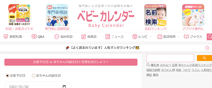 webの広告媒体：ベビーカレンダー