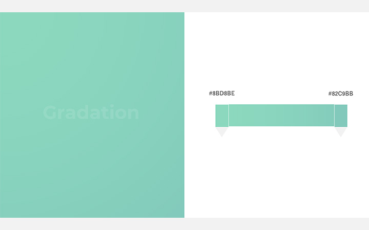 グラデーションパターン薄緑（RGB：#8BD8BE）