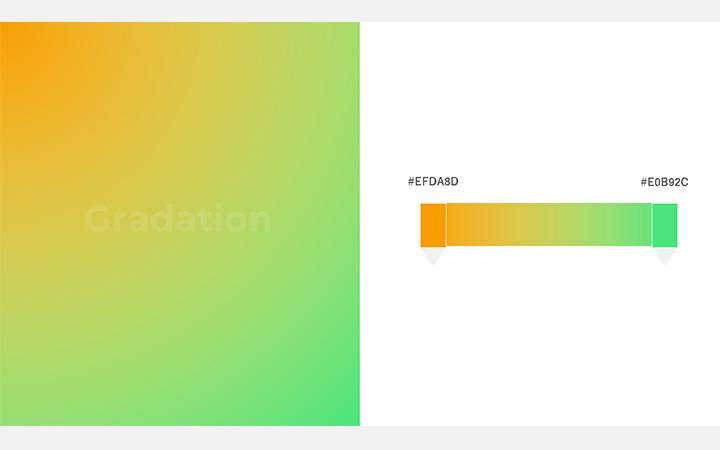 グラデーションパターン：オレンジ緑（RGB：#EFDA8D）