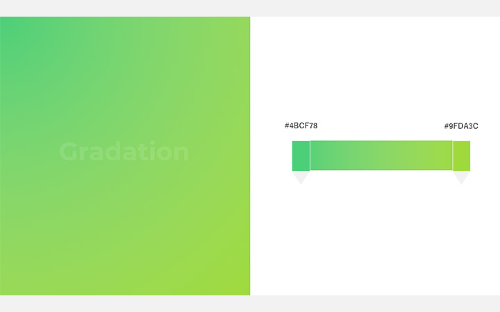 グラデーションパターン：緑（RGB：#4BCF78）
