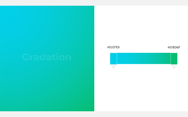 グラデーションパターン：青緑（RGB：#01CFE9）