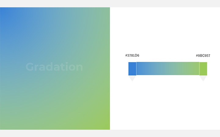 グラデーションパターン：青黄緑（RGB：#3781D6）