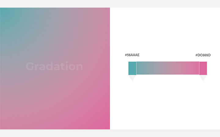 グラデーションパターン：青赤（RGB：#56AAAE）