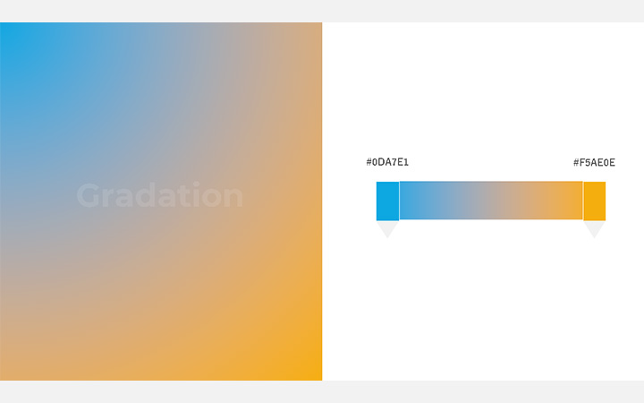 グラデーションパターン：青オレンジ（RGB：#0DA7E1）