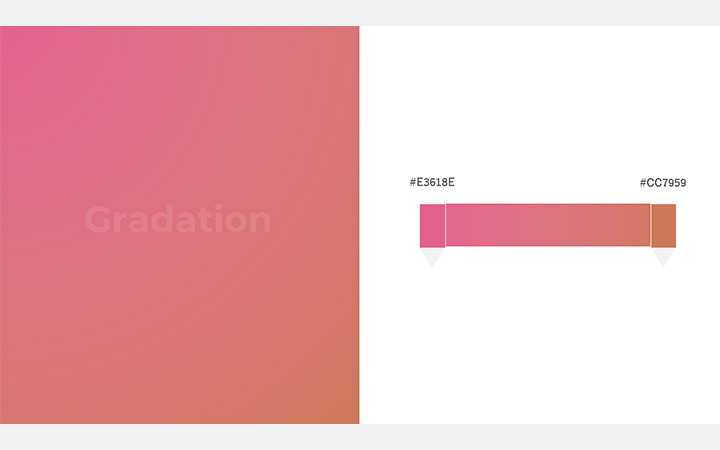 グラデーションパターン：赤オレンジ（RGB：#E3618E）