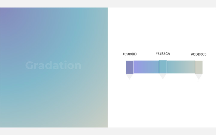 グラデーションパターン：紫緑（RGB：#8589BD）