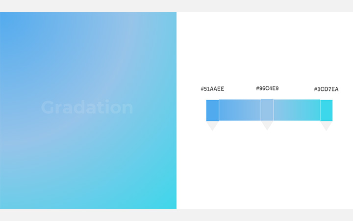 グラデーションパターン：水青（RGB：#51AAEE）