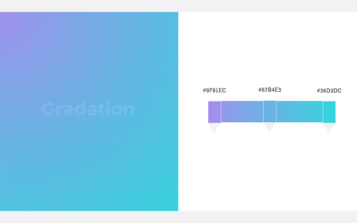 グラデーションパターン：紫青（RGB：#9F91EC）