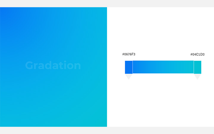 グラデーションパターン：青（RGB：#0676F3）