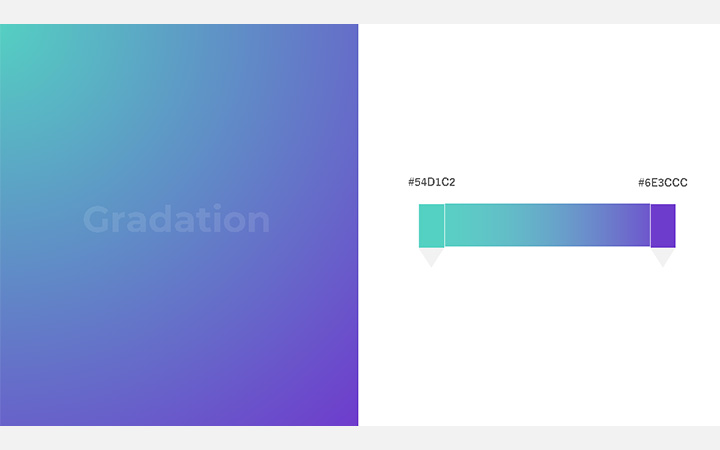 グラデーションパターン：緑紫（RGB：#54D1C2）