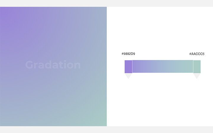 グラデーションパターン：紫緑（RGB：#9882D9）
