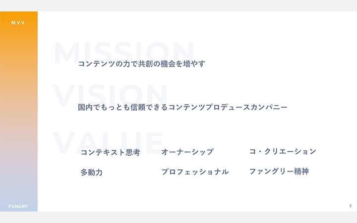 会社紹介のデザインフォーマット5：MVV