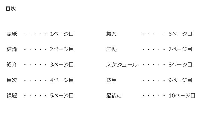 パワーポイントのスライドデザイン例:目次