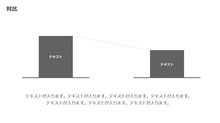 パワーポイントのスライドデザイン例:対比