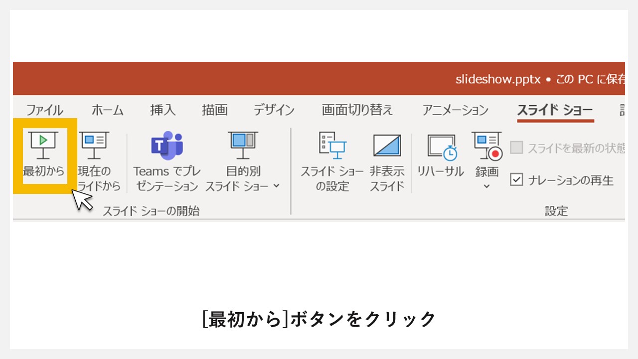 STEP2：[最初から]ボタンをクリック