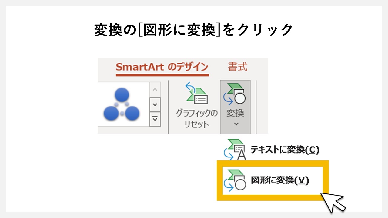 STEP7：変換の[図形に変換]をクリック