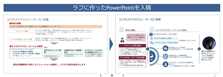 ラフに作ったパワーポイントを入稿