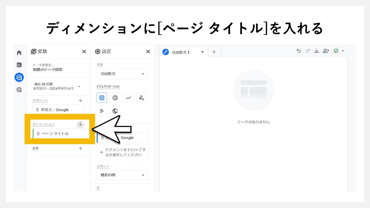 変数のディメンションに[ページ タイトル]を入れる