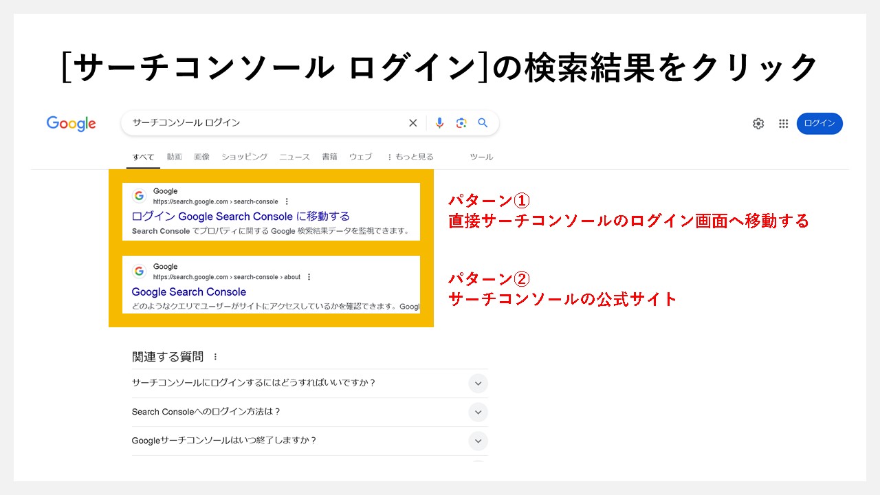 サーチコンソールのログイン方法（手順スクショ付き
