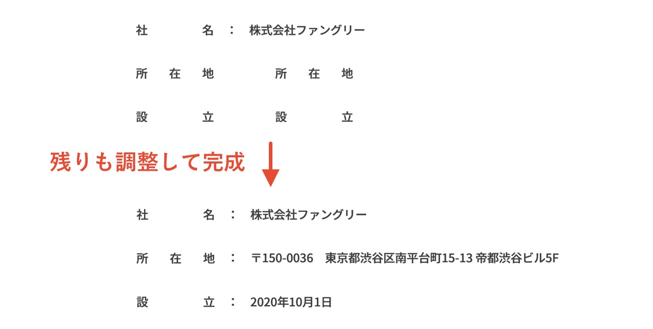 残りのテキストボックスも調整して完成