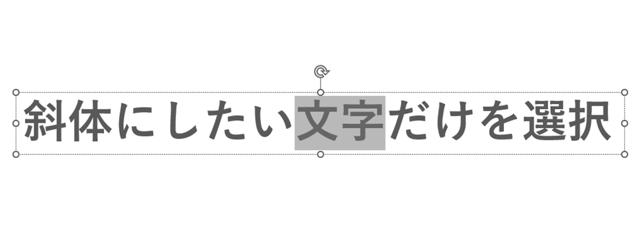 一部の文字だけを斜体にしたい場合