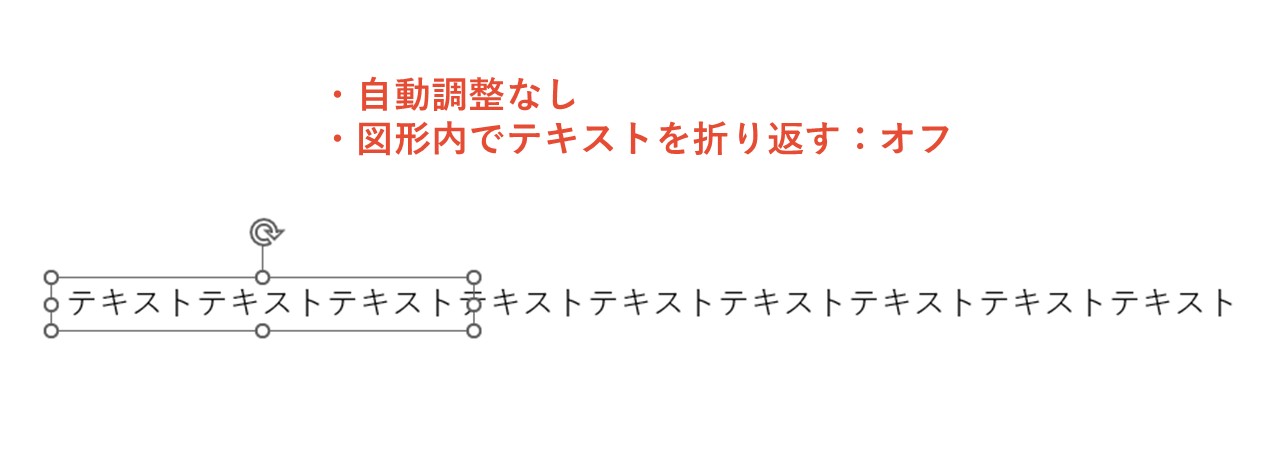 自動調整なし・「図形内でテキストを折り返す」機能がオフ