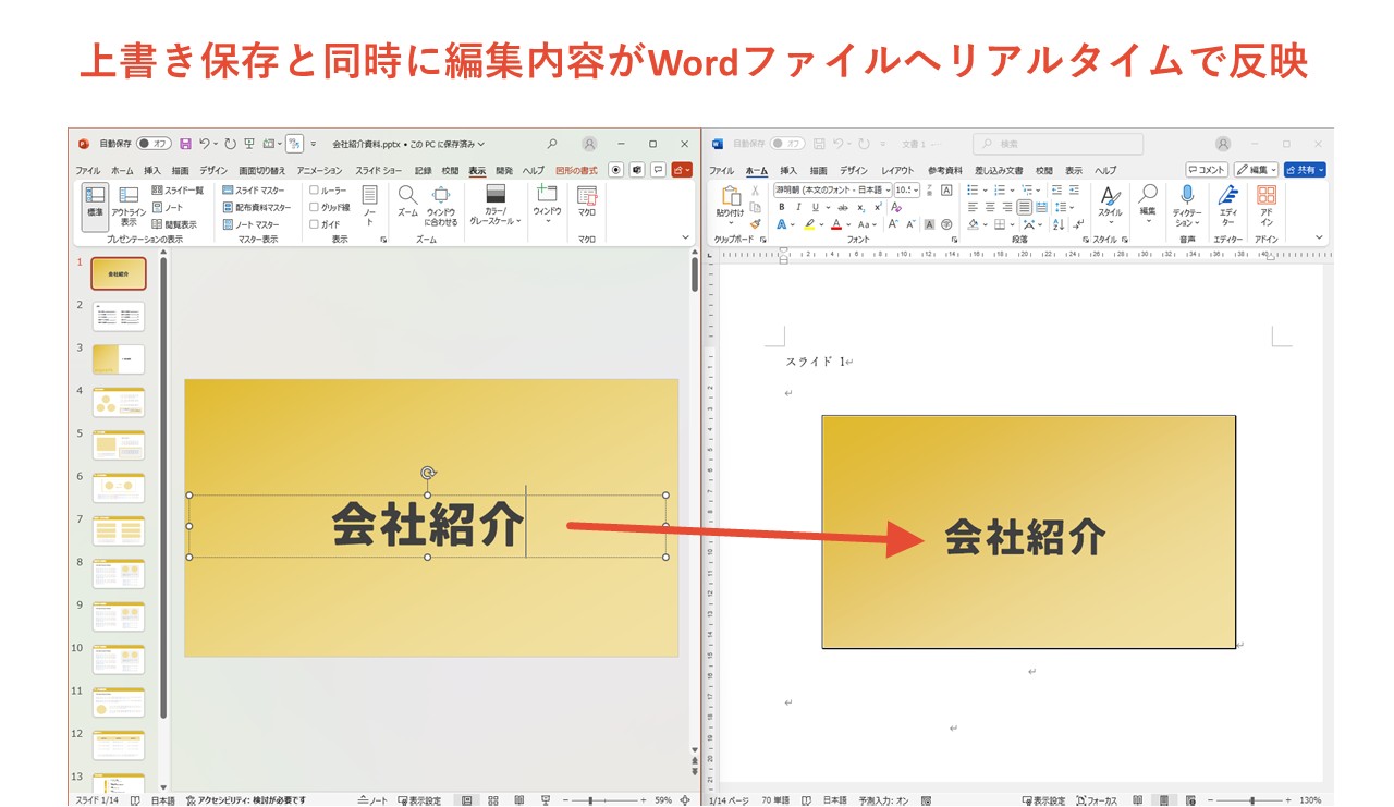「リンク貼り付け」を選択して変換した場合