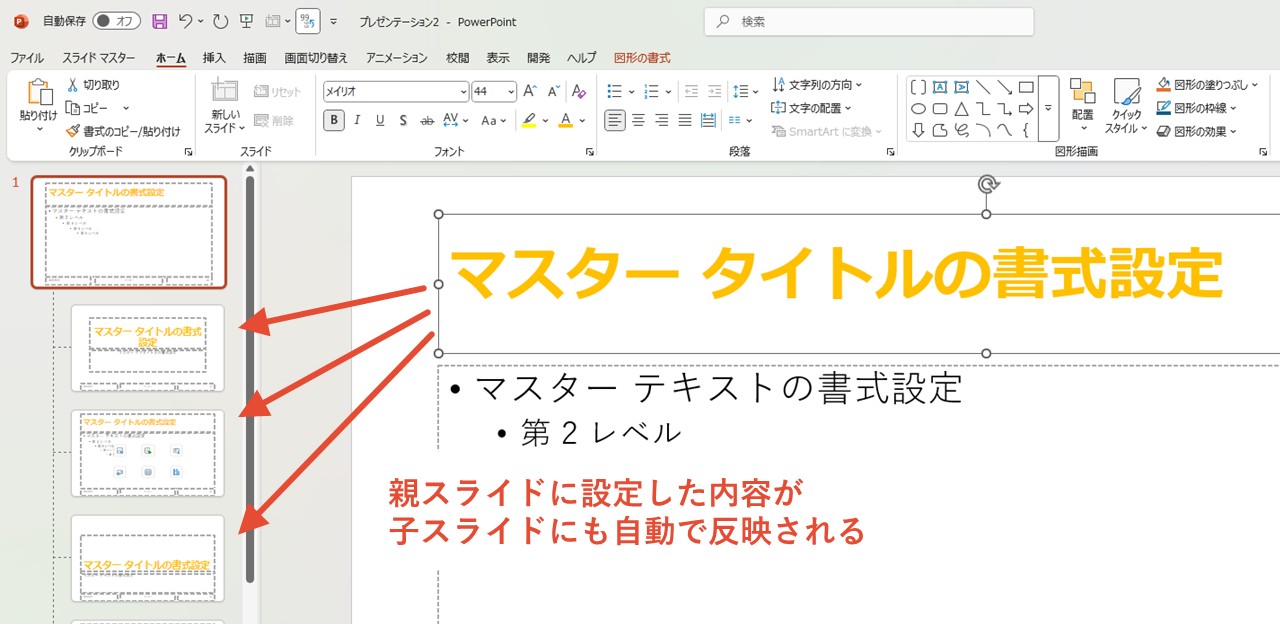 スライドマスターの親子関係