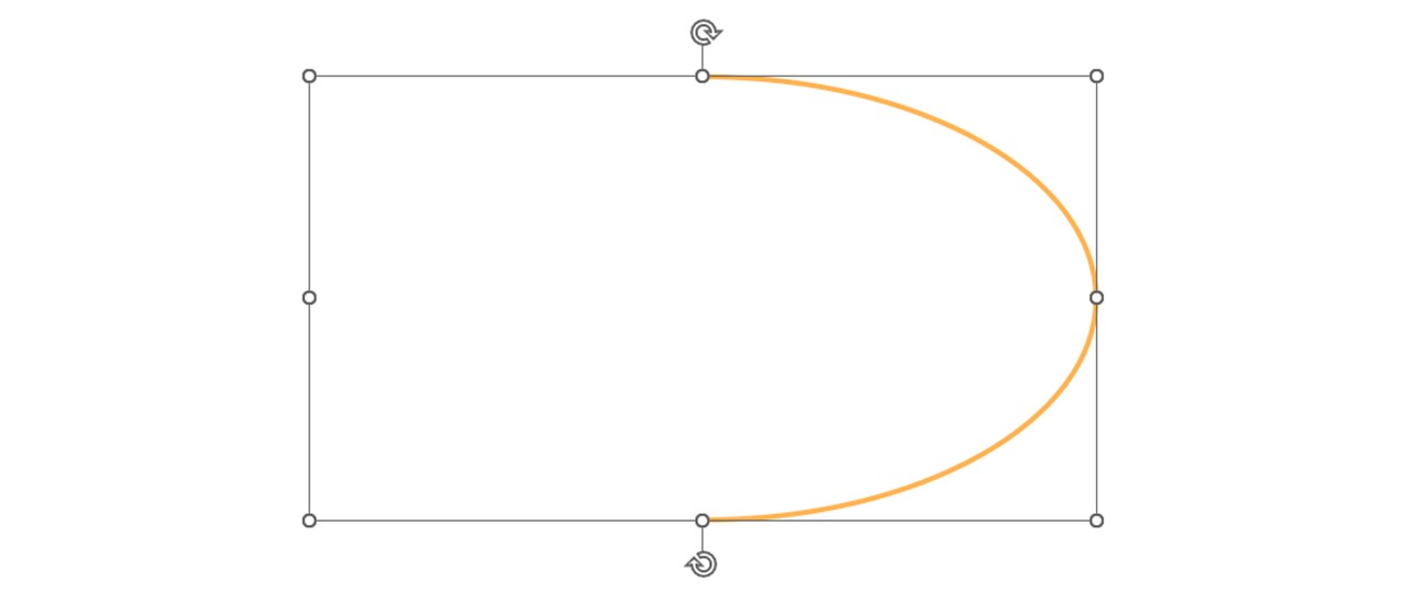 2つの円弧をマウスドラッグで囲み選択