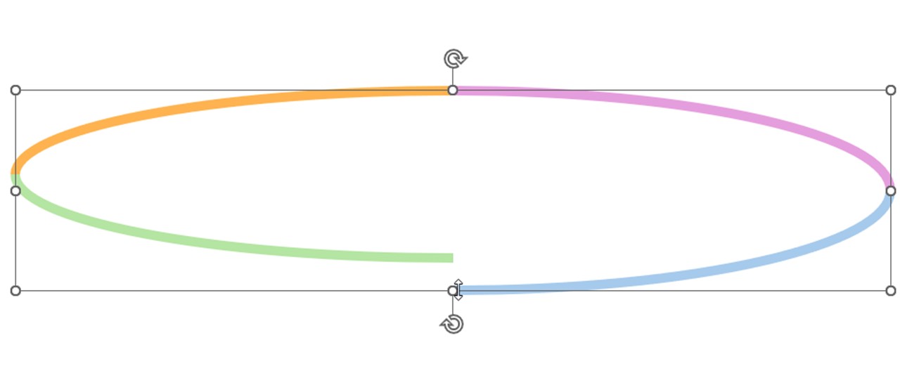 2つの円弧(2/4)を選択した状態で縦幅を調整